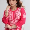 Pink Chikkankari Modal Straight Kurti