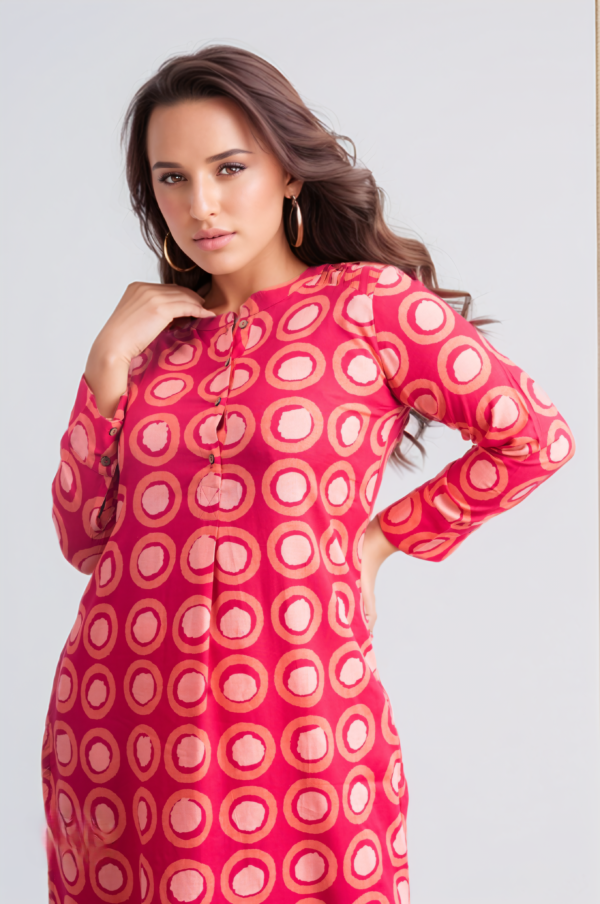 Red Geometrical Printed Kurti