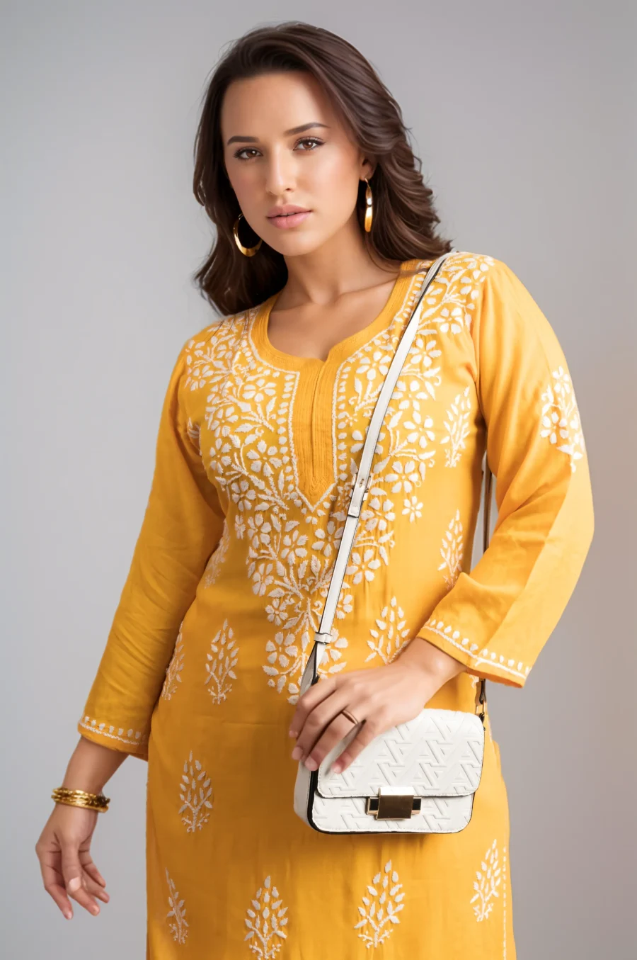 Chikkankari Modal Straight Kurti