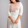 White Embroidered Yoke Kurti online