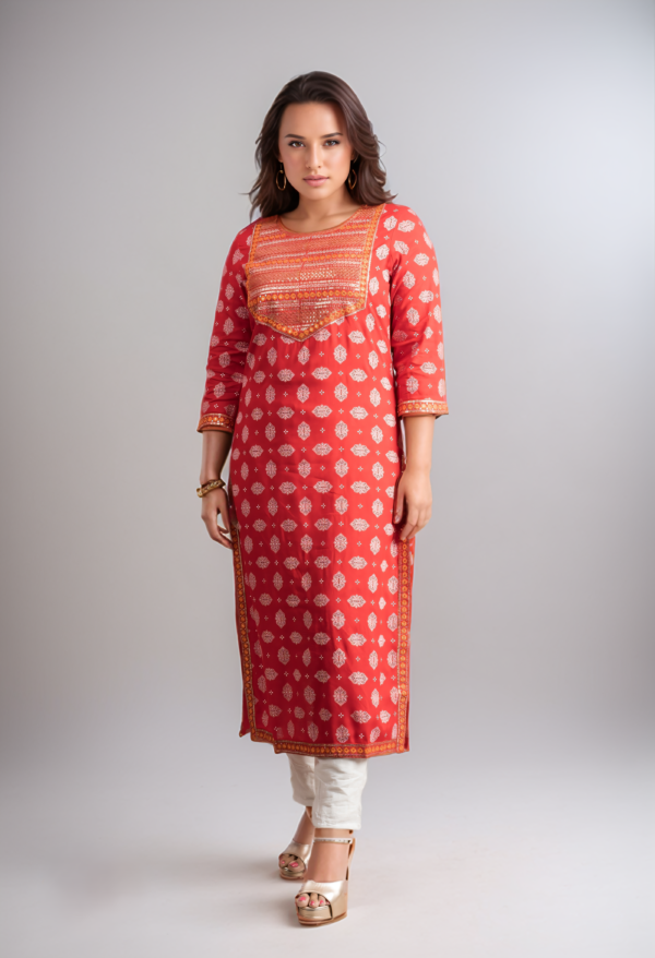 red short kurti for women