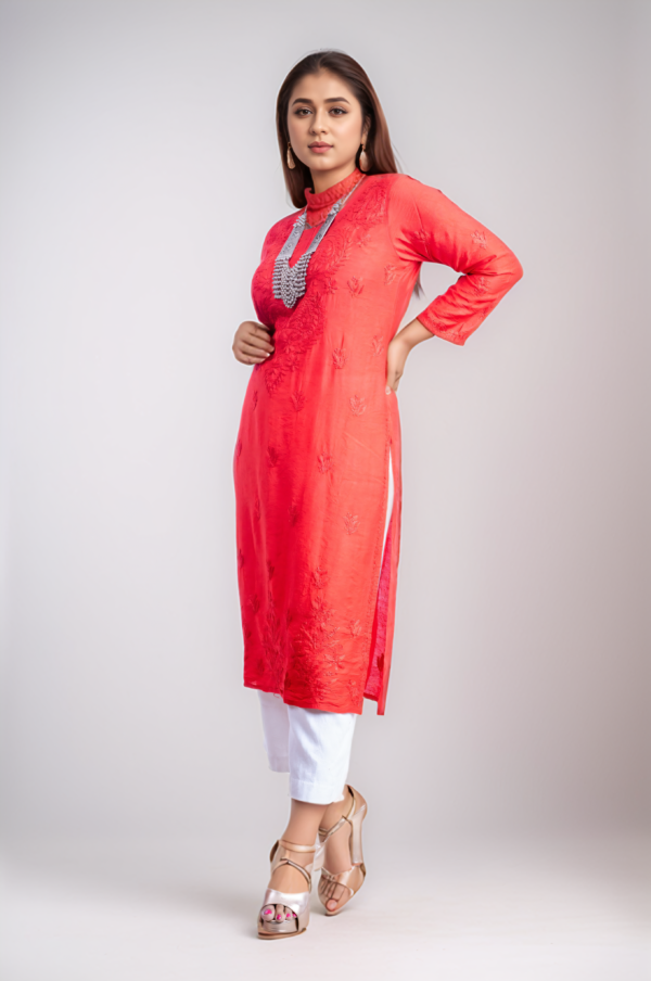 Silk Chikankari Kurta Set