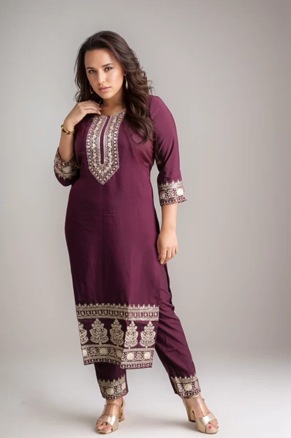 embroided yoke duppata set