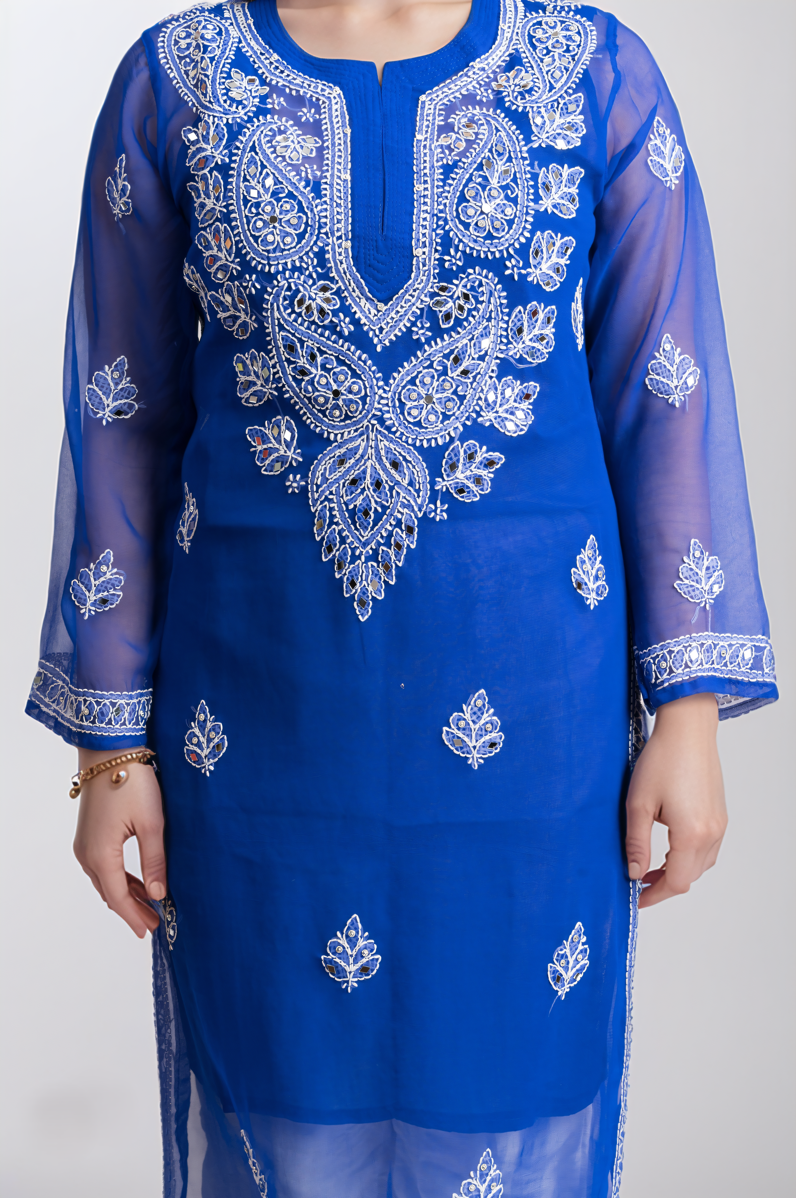 Blue Chikankari Kurti.