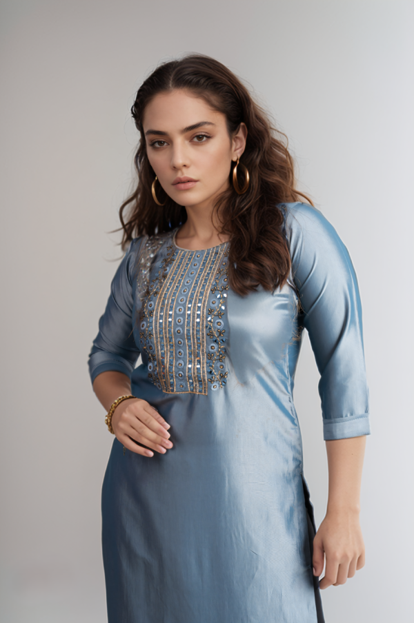 Grey Yoke Kurti