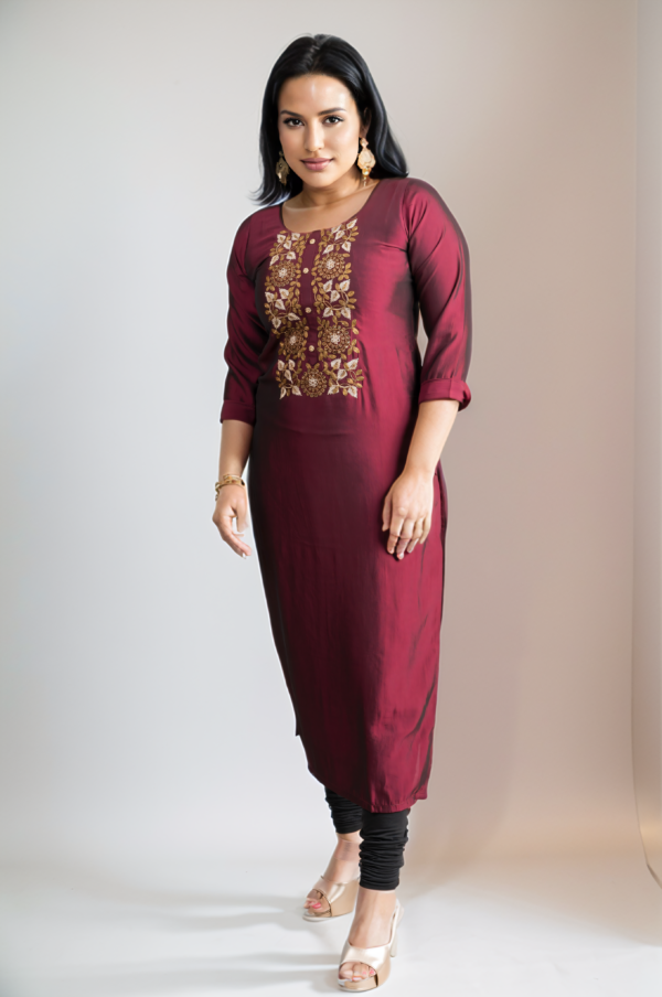 Maroon Designer Silk Kurti