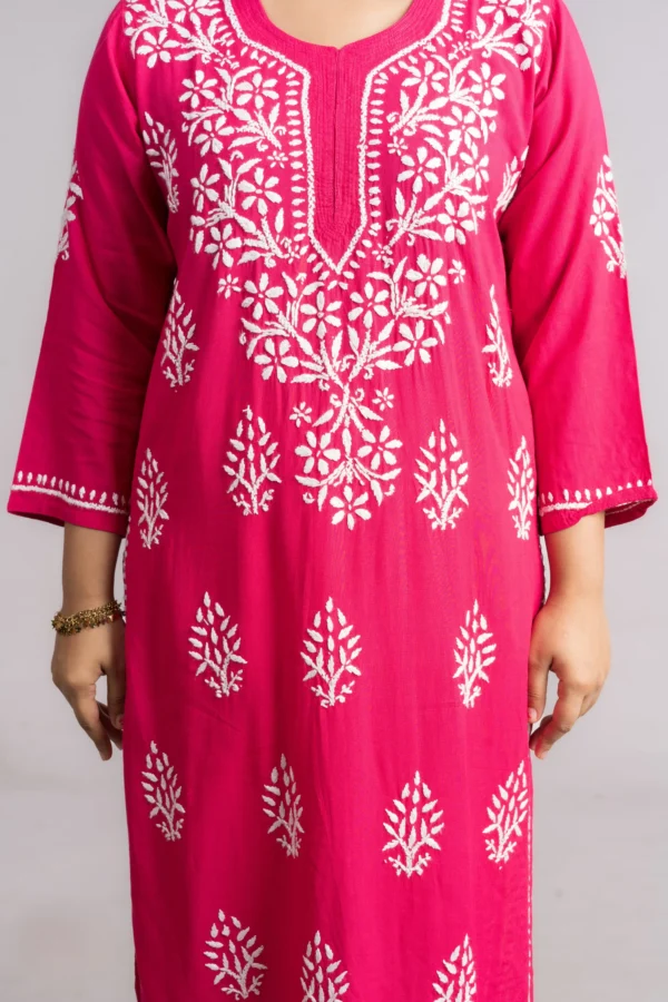 dark pink chikankari kurti