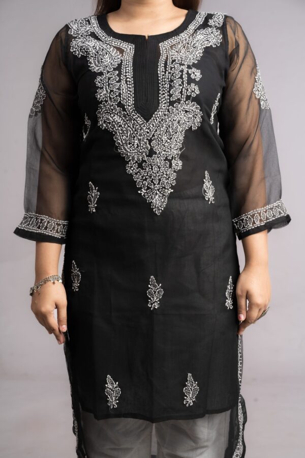 Black Floral Chikankari Kurti