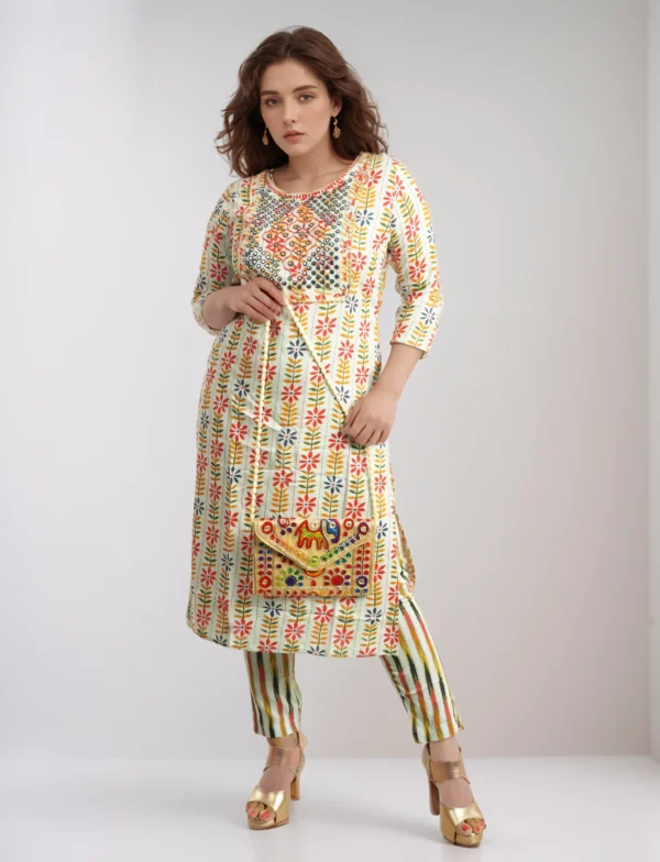 embroided yoke kurti