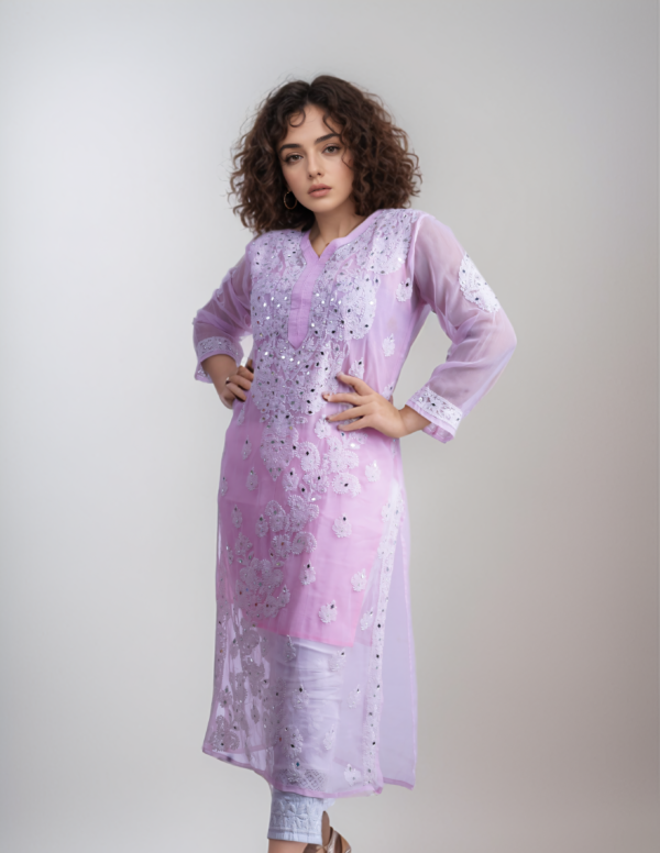 Light Pink Chikankari Straight Kurti