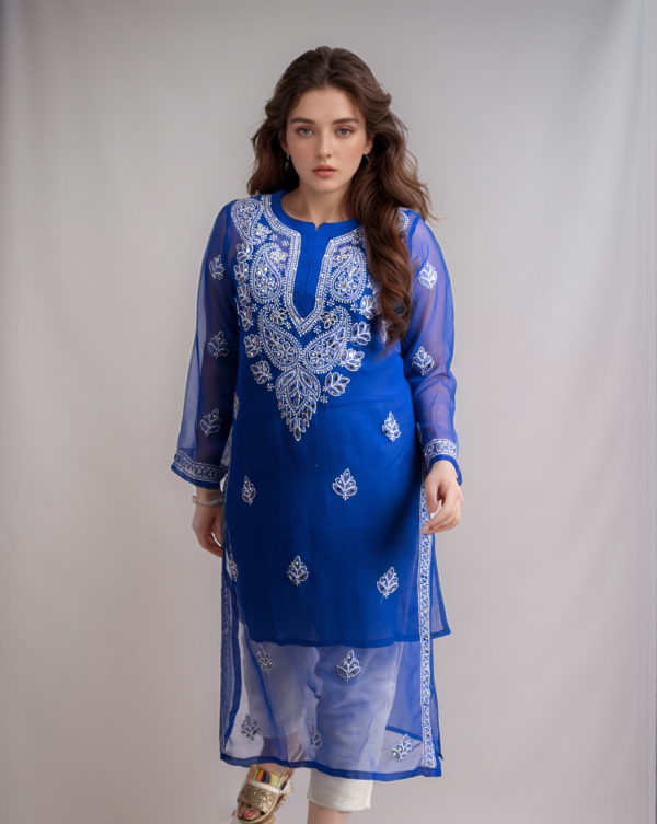 Blue Mirror Kurti.