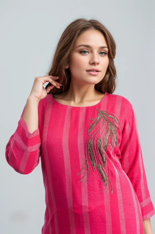 pink floral kurta for ladies