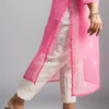 Pink Chikankari Floral embroidered kurti