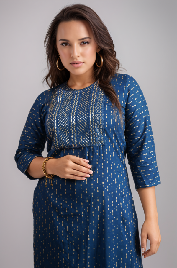 blue short kurti for women