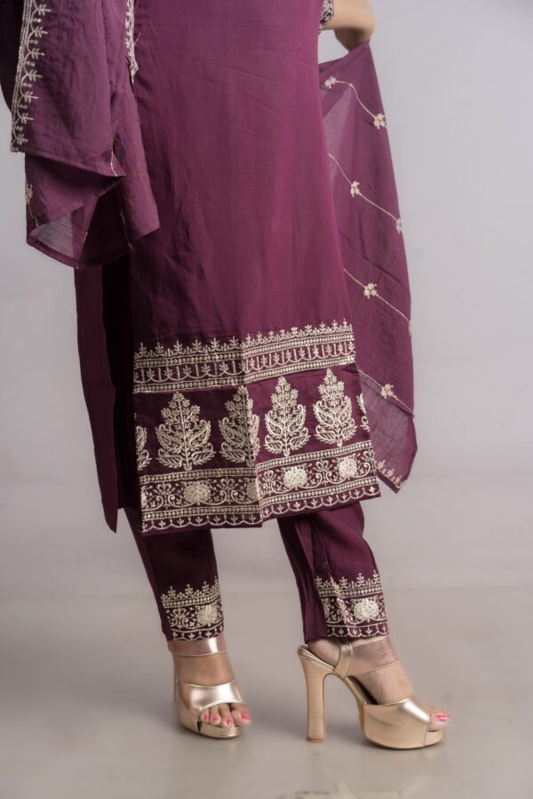 Yoke Dupatta Set Magenta