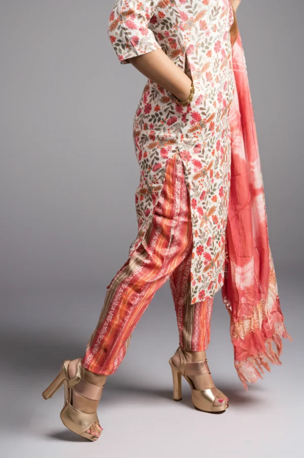 floral silk short kurti for women