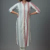 Peach and Grey A Shape Collar Style Kurti