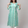 Blue Mirror Embroidered Cotton Kurti