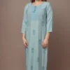 Light Blue Yoke Sequence Rayon Kurti