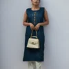 Blue Printed Rayon Sleeveless Kurti