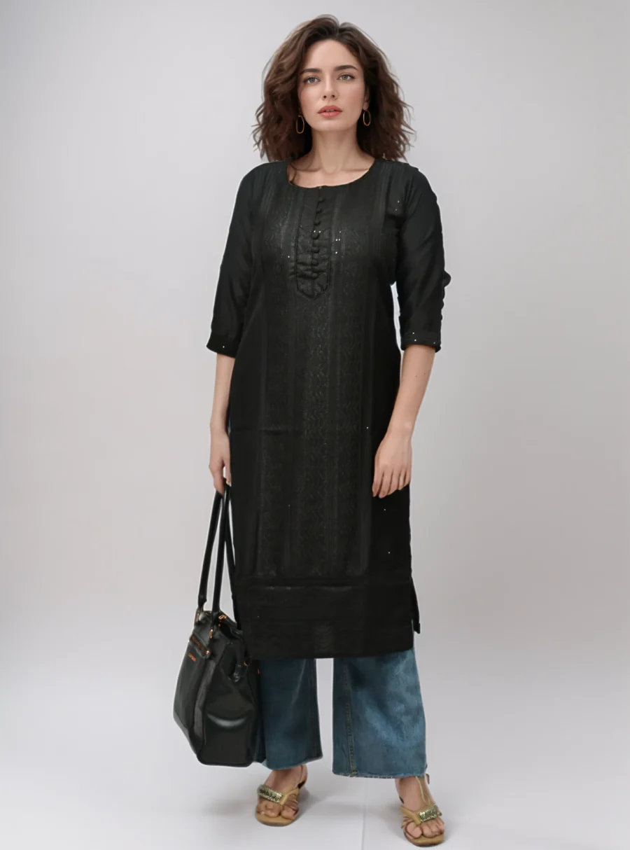 Black Resham Work Kurti