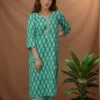 Green Floral Printed Cotton Pant Set